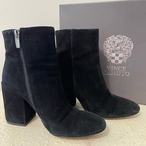 Vince Camuto: DESTILLY Black Suede Ankle Boots